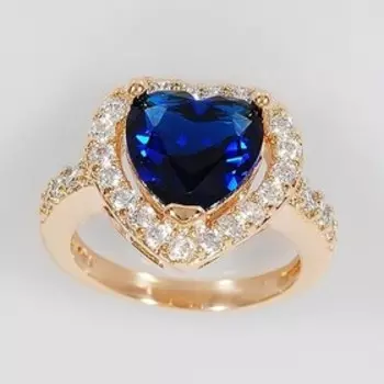 Кольцо со шпинелью "Большое сердце", позолота с родированием, размер 17