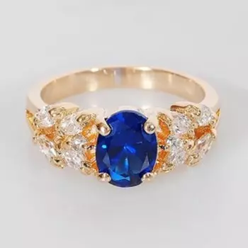 Кольцо со шпинелью "Кабошон с косичкой", позолота с родированием, размер 17