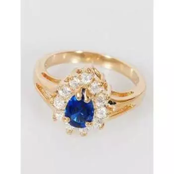 Кольцо со шпинелью "Капля в цирконах", позолота с родированием , размер 16