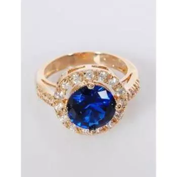 Кольцо со шпинелью "Круг в цирконах", позолота с родированием , размер 16