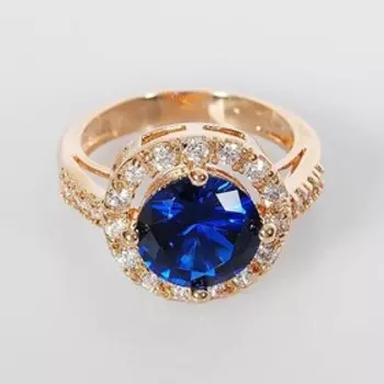 Кольцо со шпинелью "Круг в цирконах", позолота с родированием, размер 18