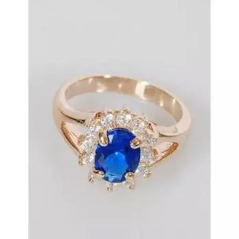 Кольцо со шпинелью "Малый овал в цирконах", позолота с родированием , размер 16