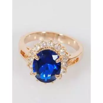 Кольцо со шпинелью "Овал в цирконах", позолота с родированием , размер 16