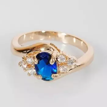 Кольцо со шпинелью "Ромбы", позолота с родированием, размер 17