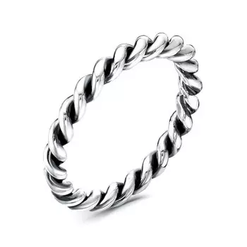 Кольцо «Жгут», посеребрение с оксидированием, 17 размер