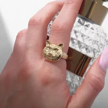 Кольцо «Тигр» сердитый, цвет золото, безразмерное