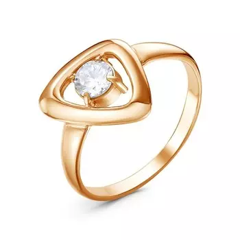 Кольцо "Треугольник" око, розовое золочение, цвет белый, 18 размер