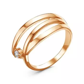 Кольцо «Триплет» , розовое золочение, цвет белый, 19 размер