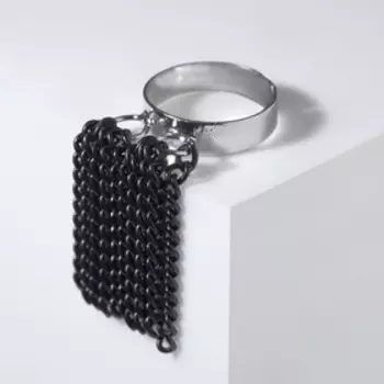 Кольцо «Водопад», цвет чёрный в серебре, безразмерное