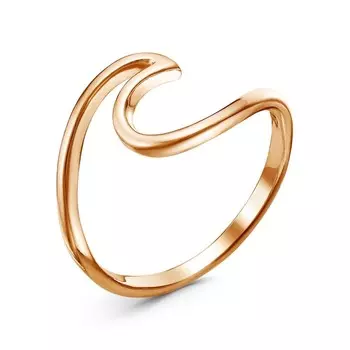 Кольцо "Волна", розовое золочение, 17 размер