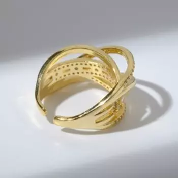 Кольцо "Воздушное" переплетение, цвет белый в золоте
