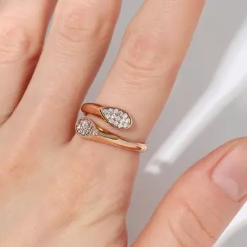 Кольцо XUPING дуэт, цвет белый в золоте, безразмерное