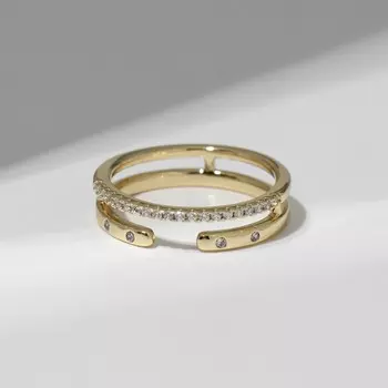 Кольцо XUPING две линии, цвет белый в золоте, размер 17
