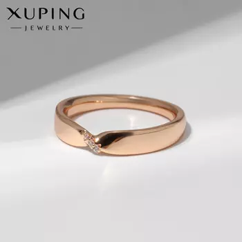 Кольцо XUPING грани, цвет белый в золоте, размер 16