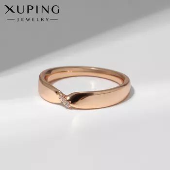 Кольцо XUPING грани, цвет белый в золоте, размер 18