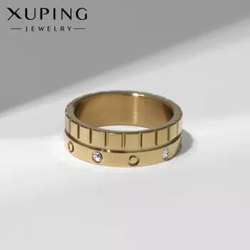 Кольцо XUPING статус, цвет белый в золоте, размер 18