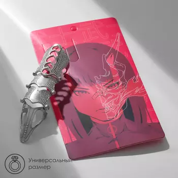 Кольцо «Япония» коготь с сердечками, цвет серебро, безразмерное