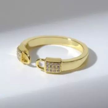 Кольцо "Замочки", цвет белый в золоте, безразмерное