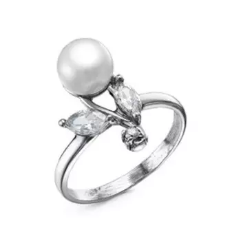 Кольцо "Жемчуг" росток, посеребрение с оксидированием, 18,5 размер