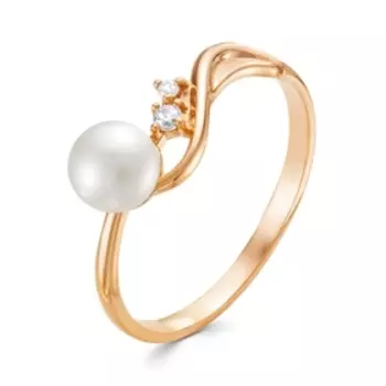 Кольцо "Жемчужная капель", позолота, 16,5 размер