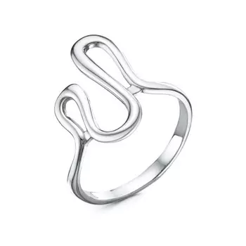 Кольцо "Зигзаг" плавный, посеребрение с оксидированием, 17,5 размер