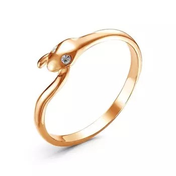 Кольцо «Змея» минималистичная, розовое золочение, цвет белый, 17 размер