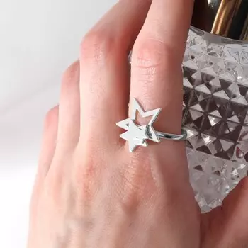 Кольцо «Звёзды» трио, цвет серебро, безразмерное