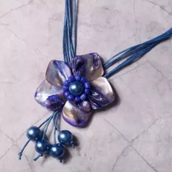 Колье "Синий бутон", 27 см