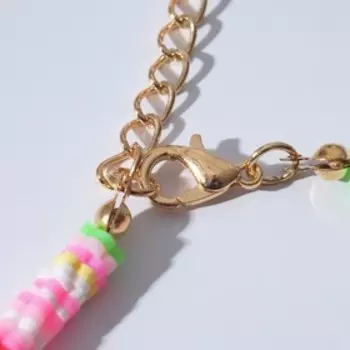 Колье "Бисер" любовь, цветной в золоте, 45 см