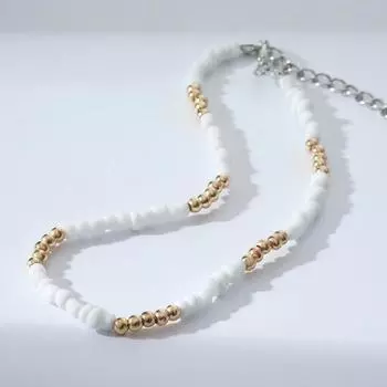 Колье из бисера «Спокойствие», цвет бело-золотой, 30 см