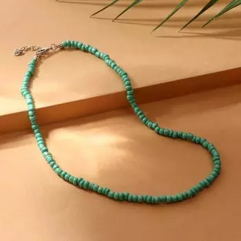 Колье "Бисер" тренд минимал, цвет бирюзовый, 40 см