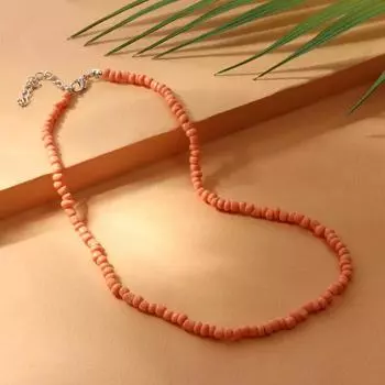 Колье "Бисер" тренд минимал, цвет персиковый, 40 см