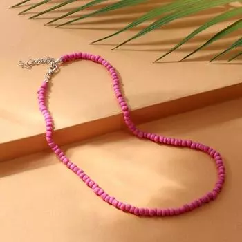 Колье "Бисер" тренд минимал, цвет ярко-малиновый, 40 см