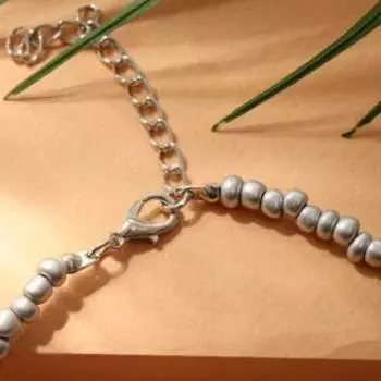 Колье "Бисер" тренд минимал, цвет серебро, 40 см