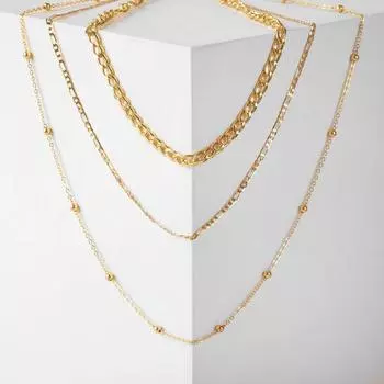 Колье «Цепь» медальон и сфера, цвет золото, 50 см