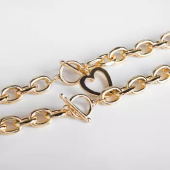 Колье «Цепь» сердечко, цвет золото, 45см