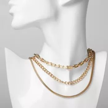 Колье набор 3 шт. «Цепь» тренд, цвет золото, 51 см