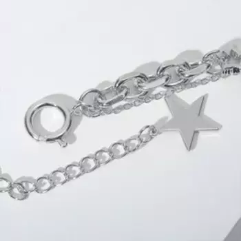 Колье "Цепь" звезда с цепочкой, цвет белый в серебре, 40см