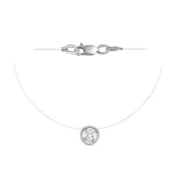 Колье "Фианит" на леске, посеребрение, 40см