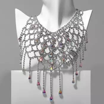 Колье «Лёд» сетка, белое в серебре, 40 см