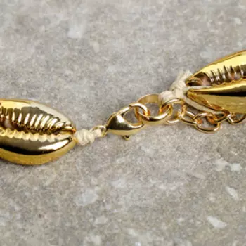 Колье "Море" ракушка на шнурке, цвет золото ,45см