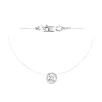 Колье "Фианит" на леске, посеребрение, 44см