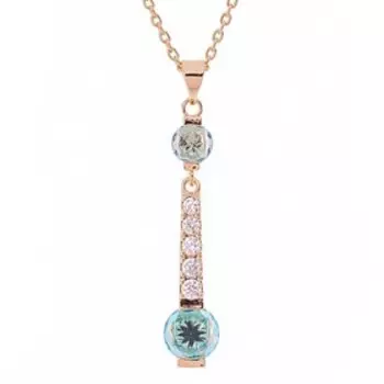 Колье с голубым фианитом "Слеза Афродиты", позолота с родированием