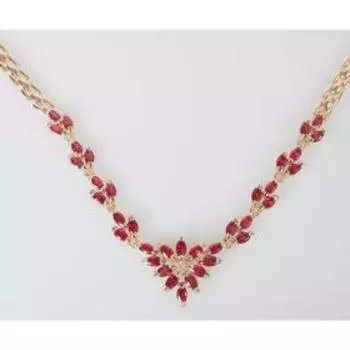 Колье с гранатом "Рис", позолота с родированием