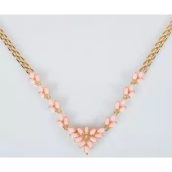 Колье с кораллом "Рис", позолота с родированием