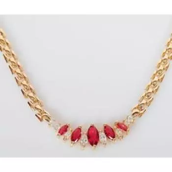 Колье с корундом "Новое", позолота с родированием