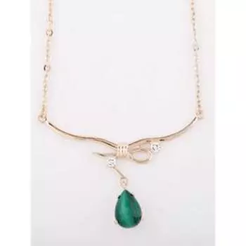 Колье с малахитом "Аврора", позолота с родированием