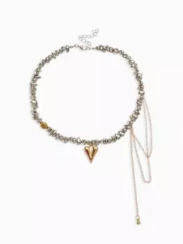 Колье «Сердце» водопад, цветной