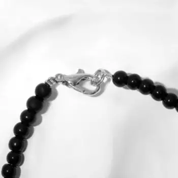 Колье шар №8 "Аквамарин" с агатом чёрным, 45см