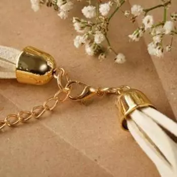 Колье «Вдохновение» шар №12.14, бело-бежевое в золоте, L=50 см